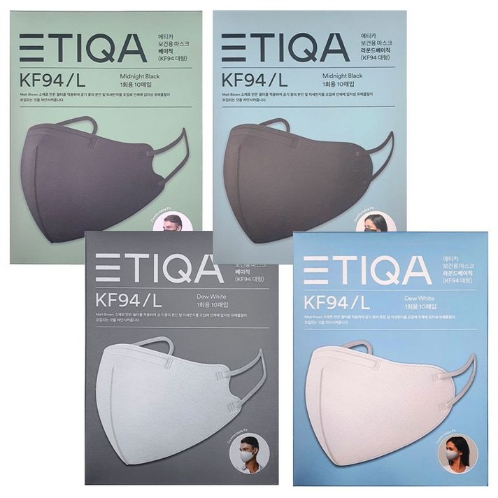 에티카 보건용 마스크 라운드 베이직 성인용 KF94 검정색 소형, 1개입, 30개