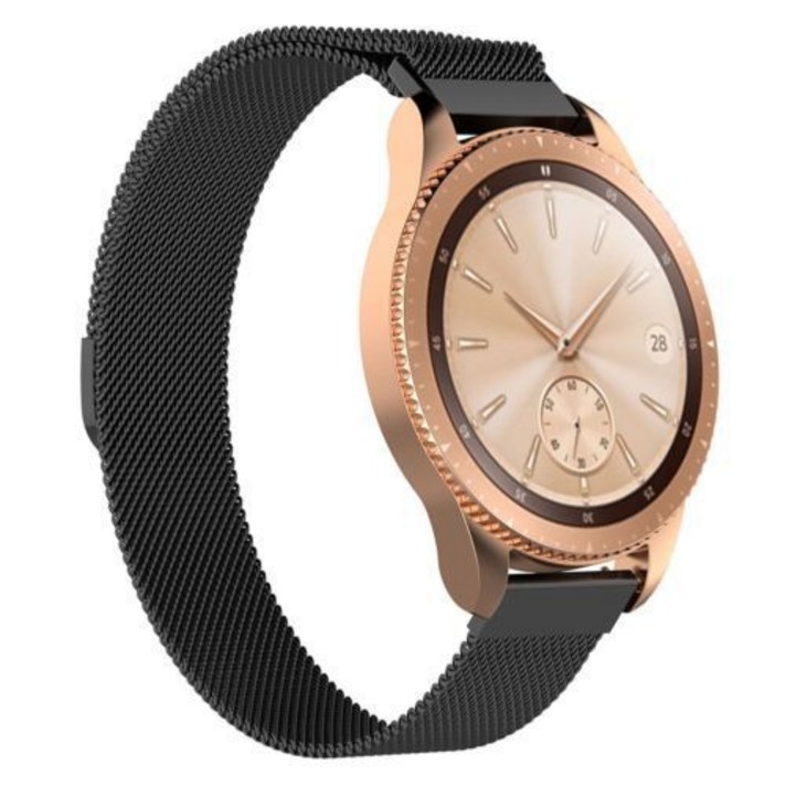  Unbranded 삼성 갤럭시 워치 42/46mm 기어 S3용 메탈 스트랩 시계 밴드 스틸 팔찌, Black Milanese_Gear S3 Classic 