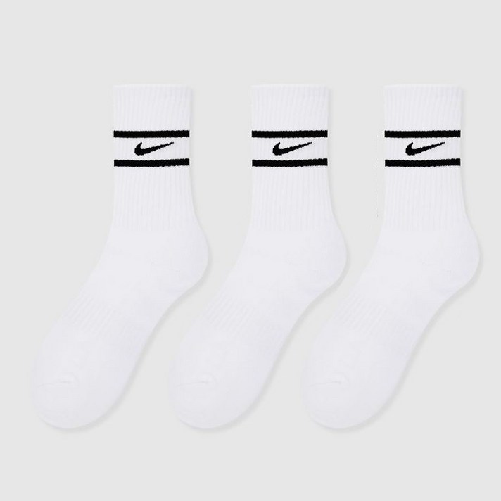 스우시 컴포트핏 넥투라인 쿠션 크루삭스 양말 3팩 NCNTCR21S-3, 화이트