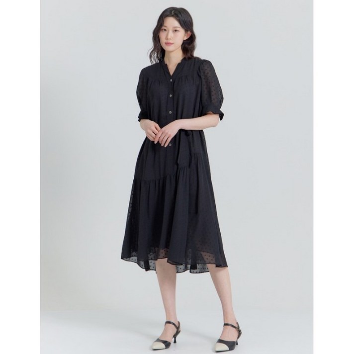 지센파격할인  여성 피어로즈 자카드 쉬폰 플레어튜닉 원피스  LFOPP493