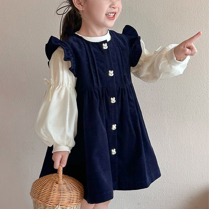 투에그 여아 골덴원피스블라우스 세트