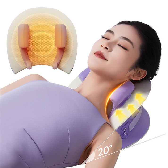 목어깨 안마베개 무선 목 어깨 승모근 안마기 다용도 목편한케어 온열 주무름 목마사지기, 퍼플