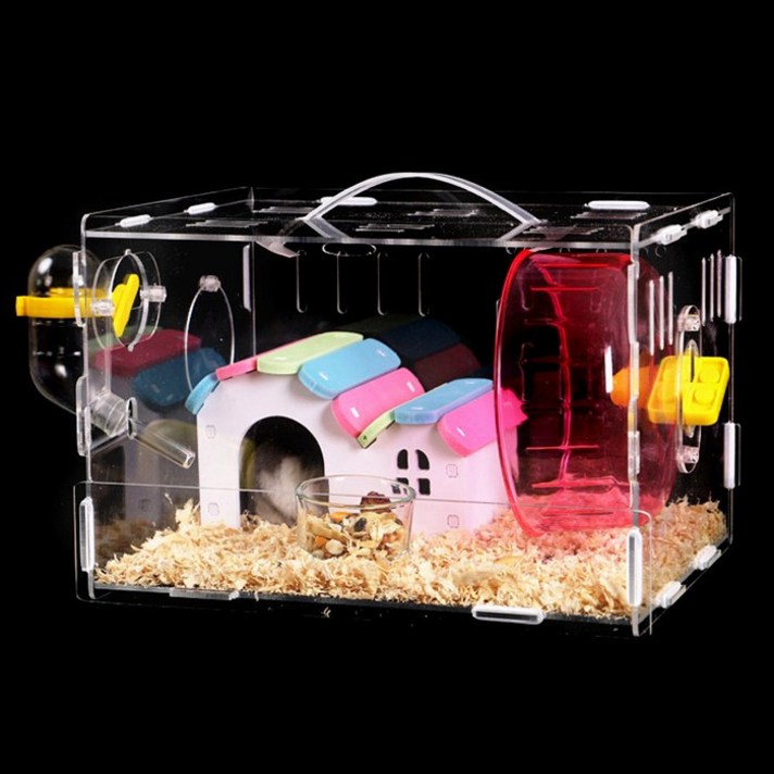 아크릴 햄스터 리빙 박스 집 세트 1단 2x20x16cm, 햄스터박스단층소형