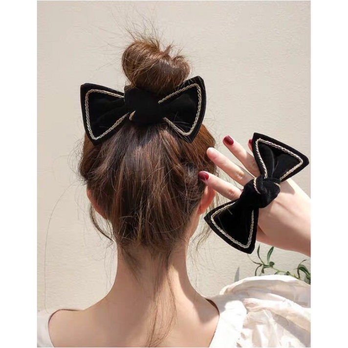 TAY'S 벨벳 리본 머리핀 머리끈 1P