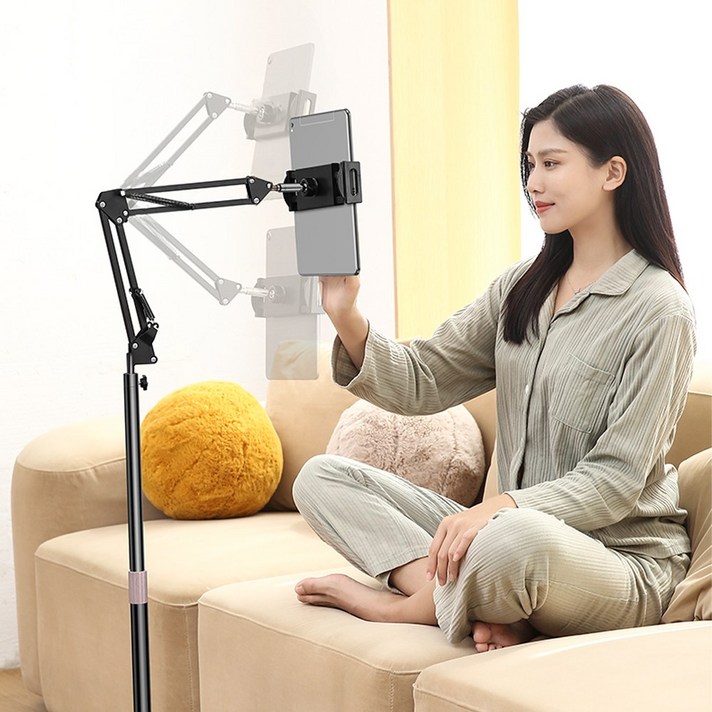 핏템 최대160cm 핸드폰 태블릿 높이 조절 스탠드형 거치대, 1개, 화이트