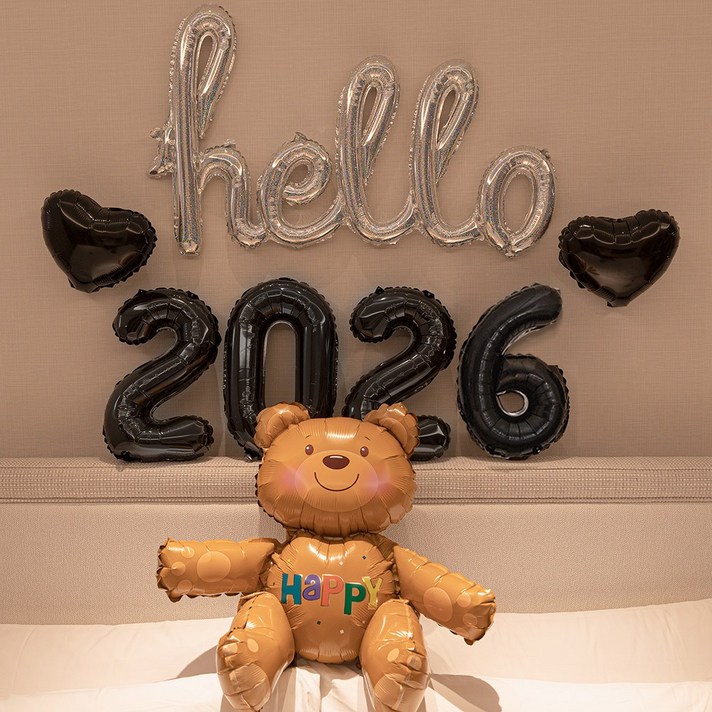 파티몬 연말 파티 풍선 신년 홈 숫자 곰돌이 hello 풍선