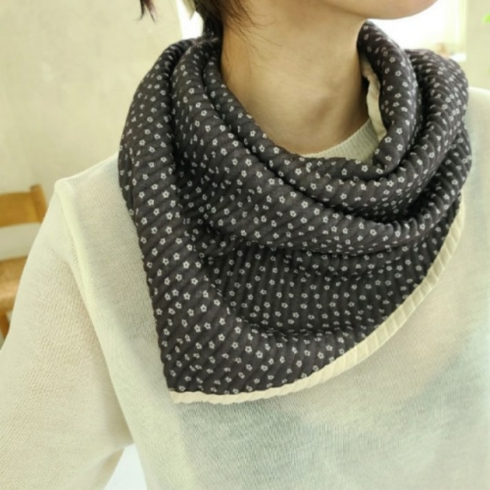 [ 국산 ] 플리츠 가을스카프 간절기 여성 잔꽃무늬 롱 머플러 목도리 4color