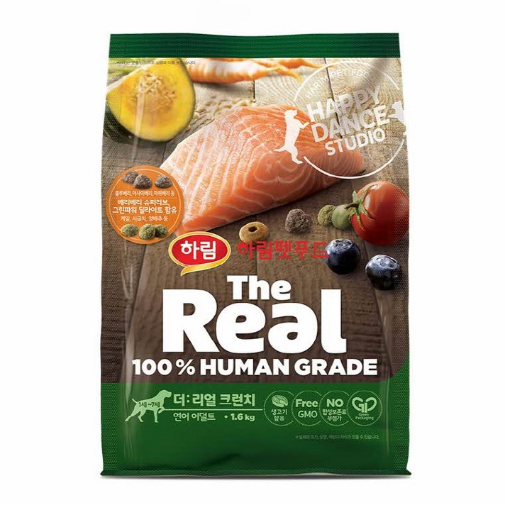  하림펫푸드 더리얼 크런치 어덜트 강아지사료, 생선, 1.6kg, 1개 