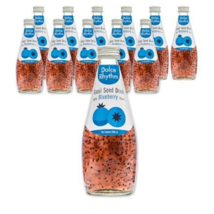돌체리듬 바질씨드 드링크 블루베리맛, 290ml, 12개