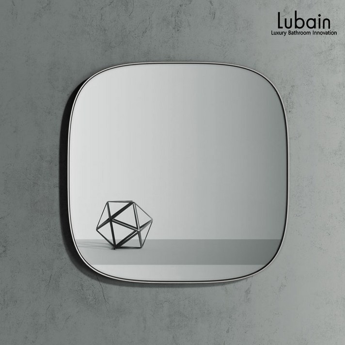 루바인 욕실거울 볼드스퀘어 스테인리스 프레임 거울, 실버 헤어라인