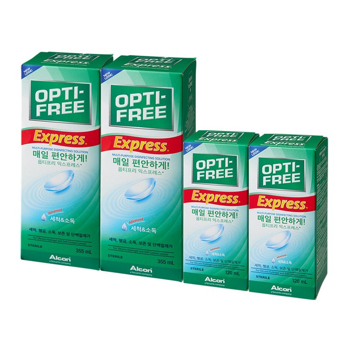옵티프리 익스프레스 355ml 2개 + 익스프레스 120ml 2개, 355ml 2개 + 120ml 2개