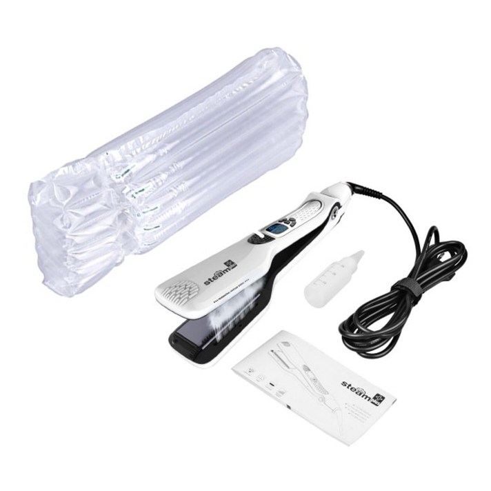 고데빗 히피 봉 아이롱펌 속볼륨 뿌리볼륨 고데기 여성용 헤어 컬러 헤어 스트레이트너 스팀 티타늄 세라믹 플랫 아이언 전문 전기 빗 헤어 컬링 러 차홍 청담 스타일, 협동사, 영국, 흰색 상자 없음