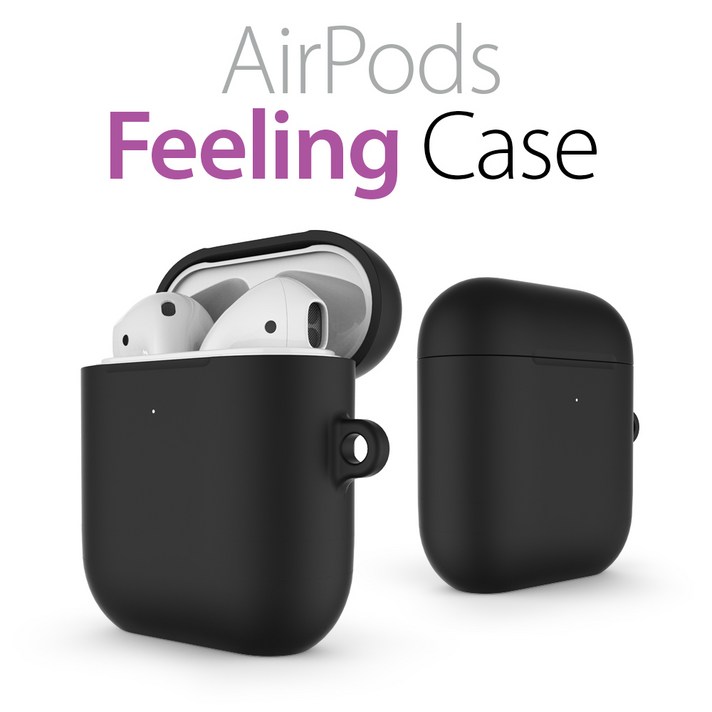 에어숨 에어팟 소프트필링 케이스 블루투스 이어셋, 블랙, 에어숨 소프트필링 케이스