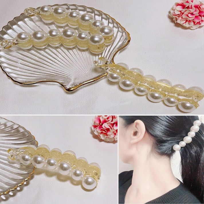 현진 영롱한 펄 진주 바나나 핀