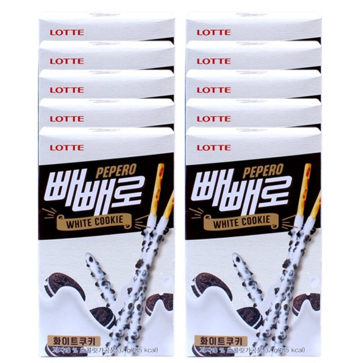 롯데제과 빼빼로 화이트 쿠키, 37g, 10개입