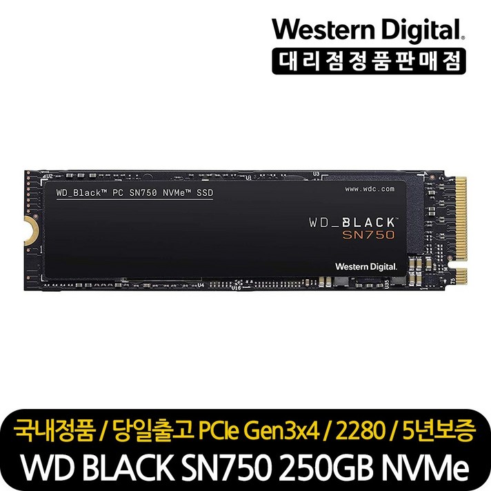 웨스턴디지털 정품 WD Black SN750 M.2 NVMe 250GB