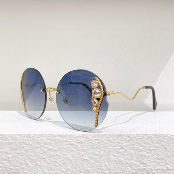 선글라스 여자선글라스 무테 라운드 골드 실버 금속 프레임 다이아몬드 장식 패션 여성 선글라스 남성 안경