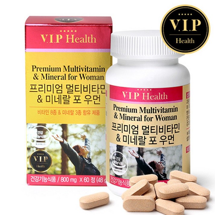 VIP 멀티비타민앤 미네랄 포우먼 800mg60정여성밸런스에너지충전프리미엄 여성활력 피로회복 영양케어, 1개, 800mg60정