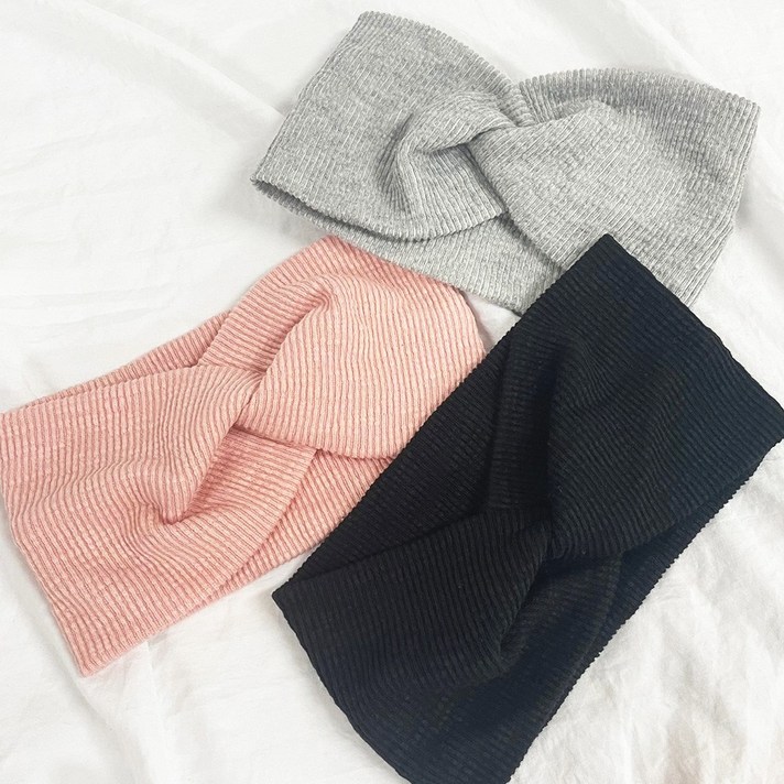 여성 꼬임 반다나 터번 헤어밴드 머리띠 3개세트