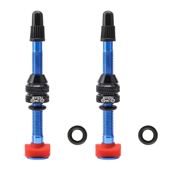 2pcs 자전거 40mm 60mm 튜브리스 타이어 f/v Presta Nozzle Road Tubeless Bike for Rim, 파란색, 2개