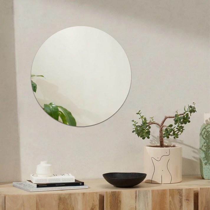 가벼운 아크릴 원형 거울 , 욕실 화장실 붙이는 거울 , 안전 거울 30cm x 30cm