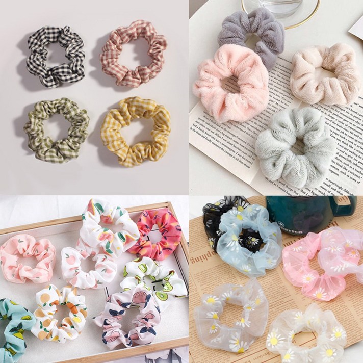 엔템 곱창머리끈 곱창밴드 당고밴드 똥머리밴드 38개+파우치 헤어곱창 머리끈 헤어머리끈