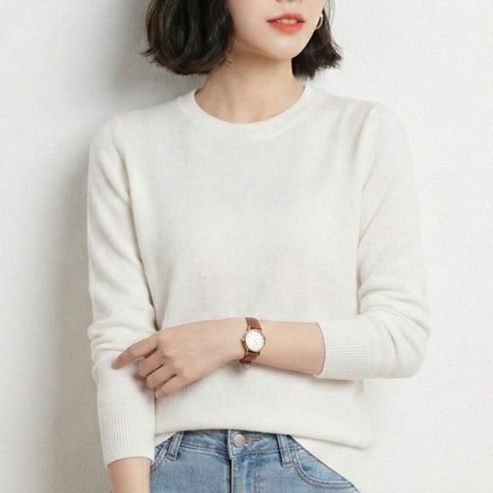 소프트터치 여성 라운드넥 긴팔 니트 데일리 비스코스 니트