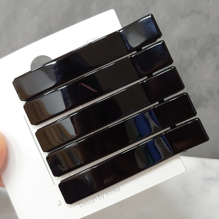 SUNNYDAY [5개 1SET] 심플 일자 블랙 메탈 헤어집게핀 머리핀 삔/ 앞머리 옆머리 슬림 포인트핀 데일리 악어핀 집게핀 헤어핀 G9