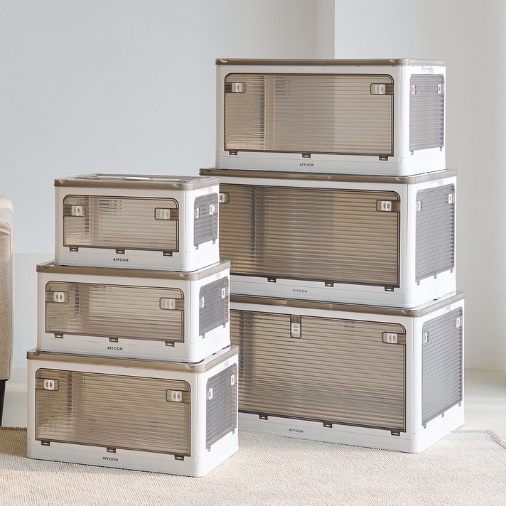 아이윤 접이식 리빙박스 폴딩 대형 투명 옷 장난감 정리함 펜트리 수납함