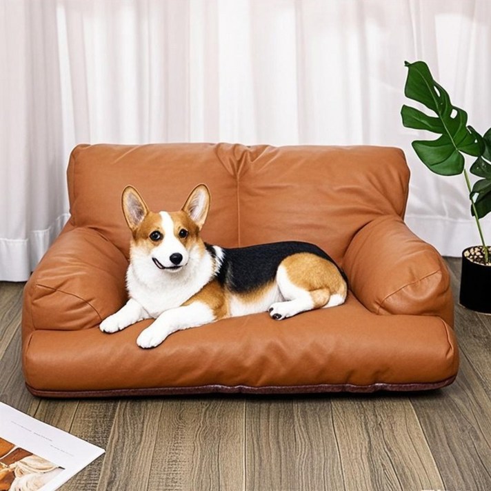 Fowod 반려동물소파 튼튼한 통기 방수 고양이 강아지용, 브라운, 1개