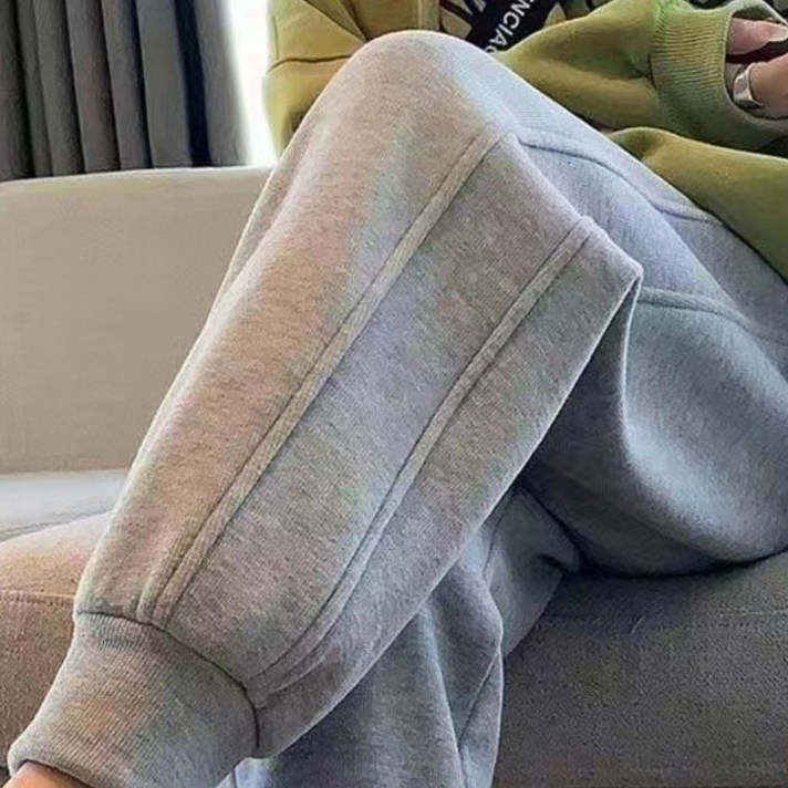 슬림소녀 여성 겨울 캐주얼 트레이닝 기모 조거 팬츠 편한 밴딩 바지