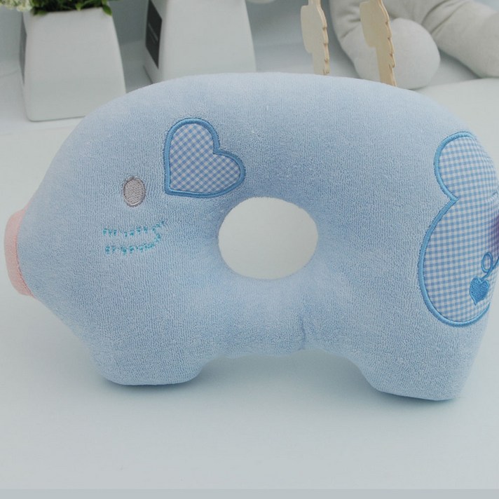 베이비하트 귀여운 파스텔 짱구베개 아기베개, 블루, 1개 