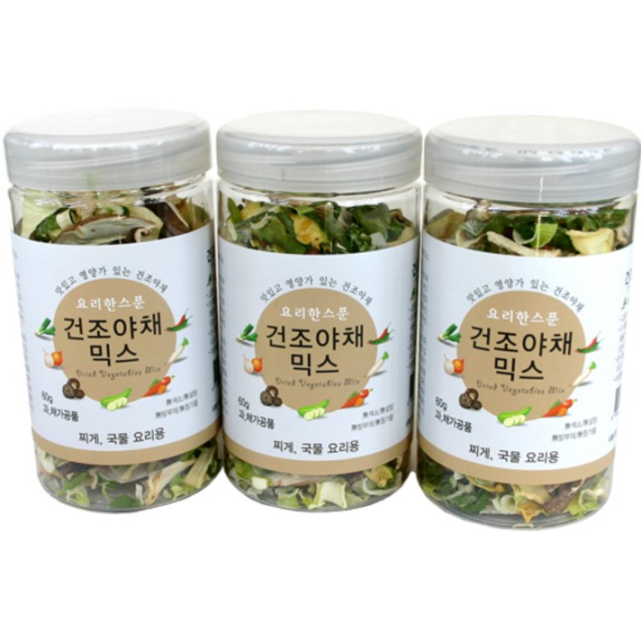 요리한스푼 건조야채믹스60gX3묶음(찌게 국물요리용), 3개