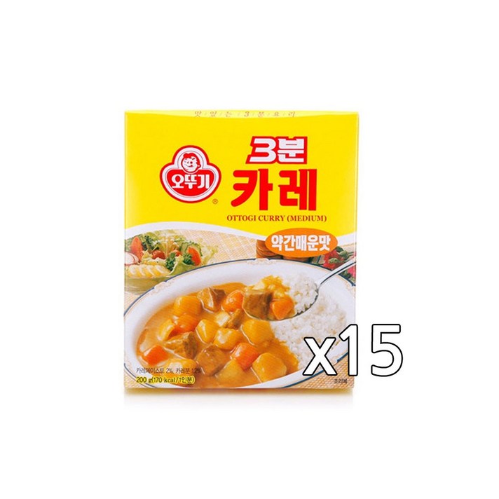 오뚜기 3분 카레 약간매운맛, 200g, 15개