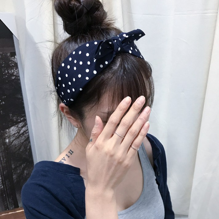 키메라제이 도트 리본 반다나 헤어밴드