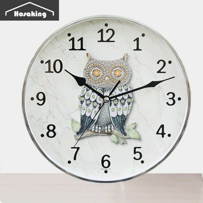 호사킹 국내산 부엉이 벽시계 3종모음 완벽한 무소음 고급무브먼트사용, 크롬