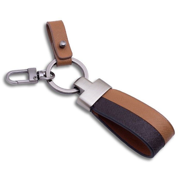 무에뜨 소가죽 심플 자동차 키링, 1개, 브라운