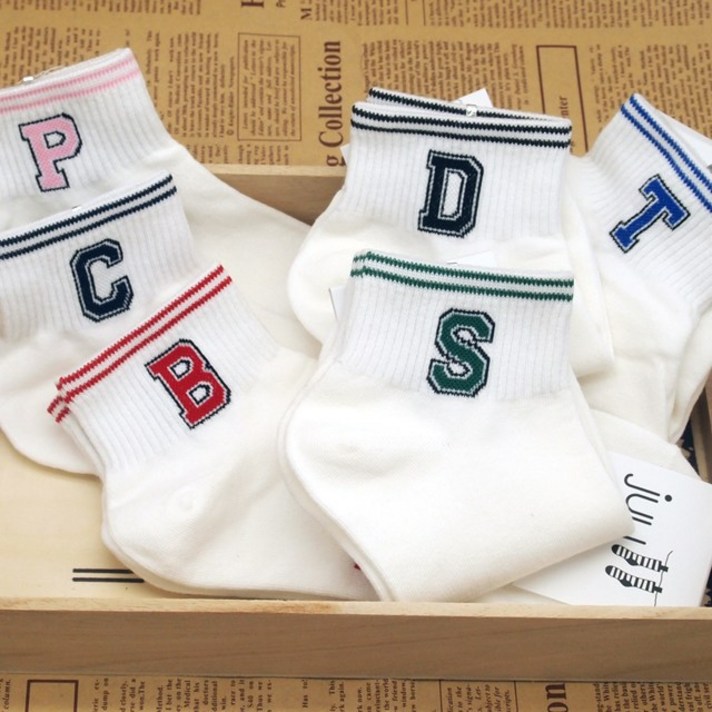 좋은면양말 알파벳 여성발목양말 학생양말