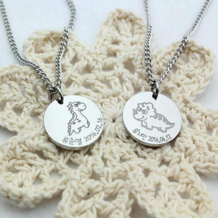 키즈실버 써지컬스틸 캐릭터 미아방지목걸이