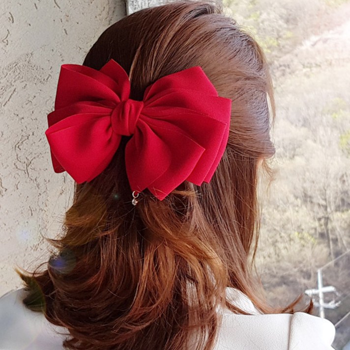 바이진주리본 청순 볼륨 왕리본핀