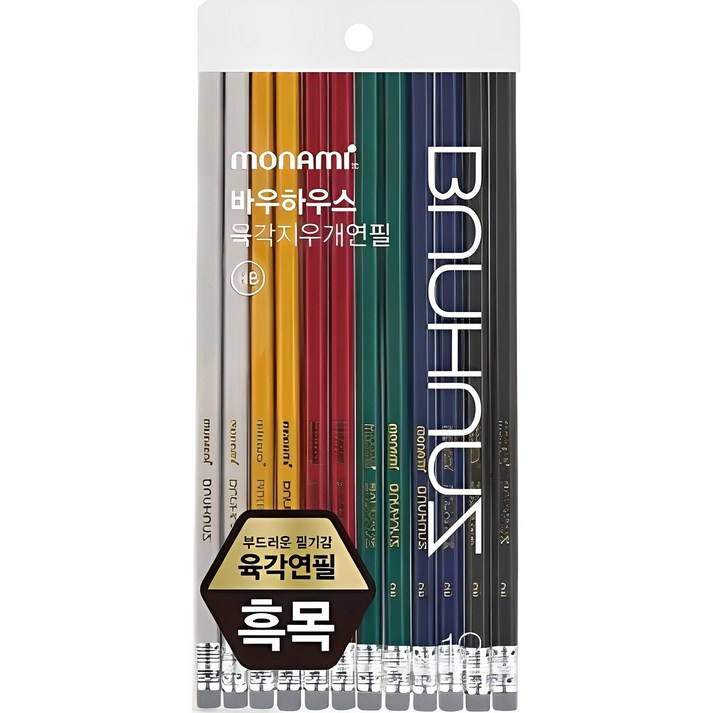 모나미 바우하우스 클래식 육각지우개 연필 HB 6종 x 2p 세트