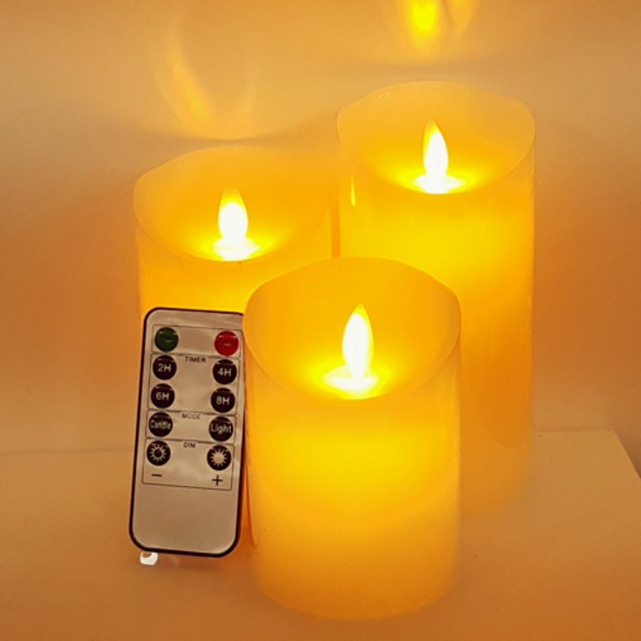 LED 촛불 흔들리는 건전지 전자초 10cm + 12.5cm + 15cm + 리모컨 1p 세트, 혼합색상 20230123