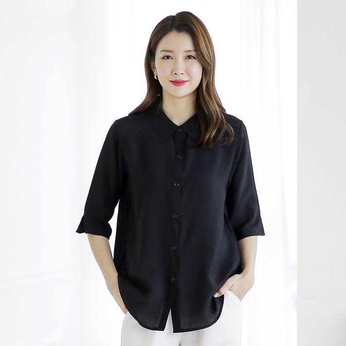 여성용 데일리 인견 오픈 정장 단색 셔츠