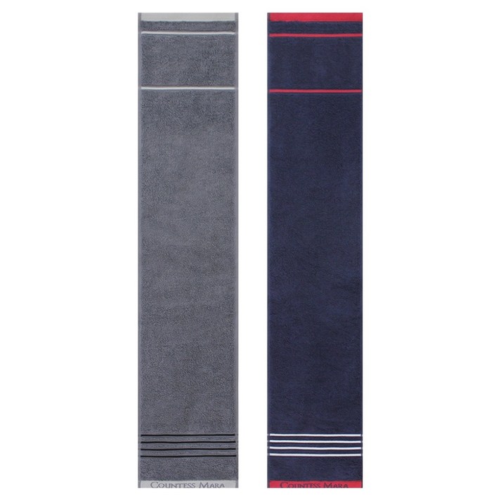 송월타월 카운테스마라 포라인 스포츠20 타월 20 x 100 cm, 그레이 + 네이비, 2개