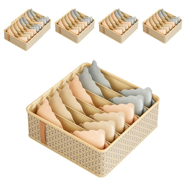 조이베리 다용도 서랍형 속옷 브라 칸막이 정리함, 베이지, 6개