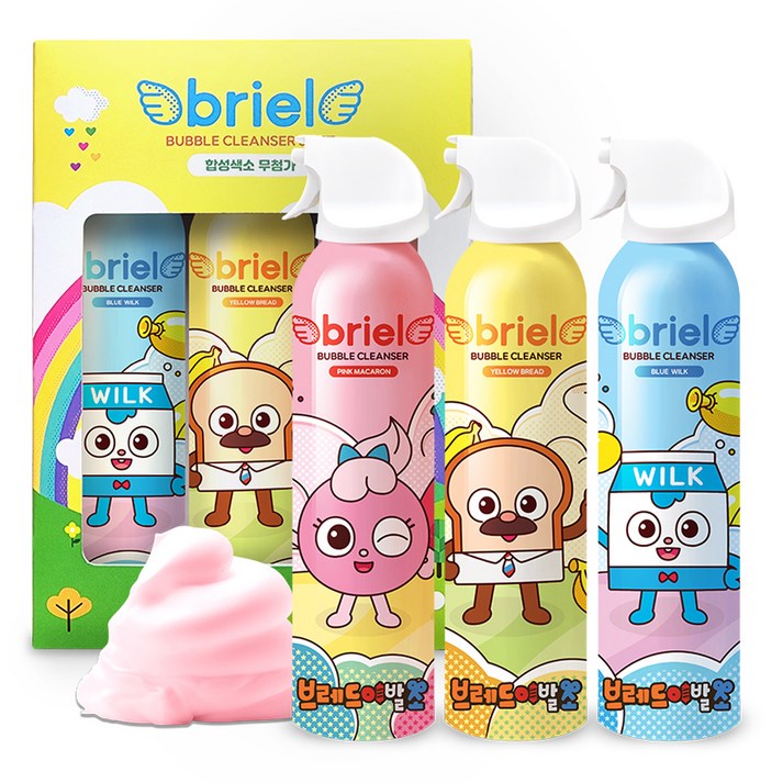 디보트브리엘 유아용 브레드 이발소 버블클렌저 딸기향 바나나향 풍선껌향 3종세트, 200ml, 1세트 디보트브리엘 유아용 브레드 이발소 버블클렌저 딸기향 바나나향 풍선껌향 3종세트, 200ml, 1세트