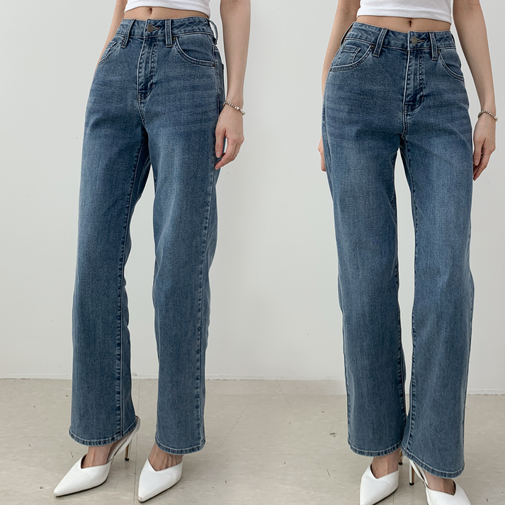 백화점 정품 게스 여성 세미 와이드 청바지 다크블루