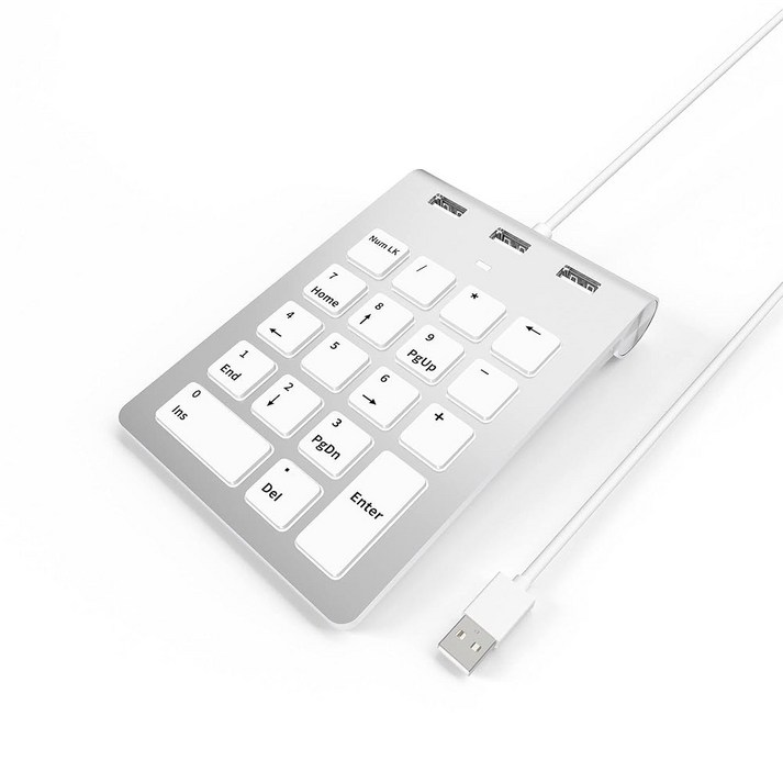 유선 USB 허브 3 2 0 포트가 있는 숫자 키보드 PC용 통합 케이블이 18