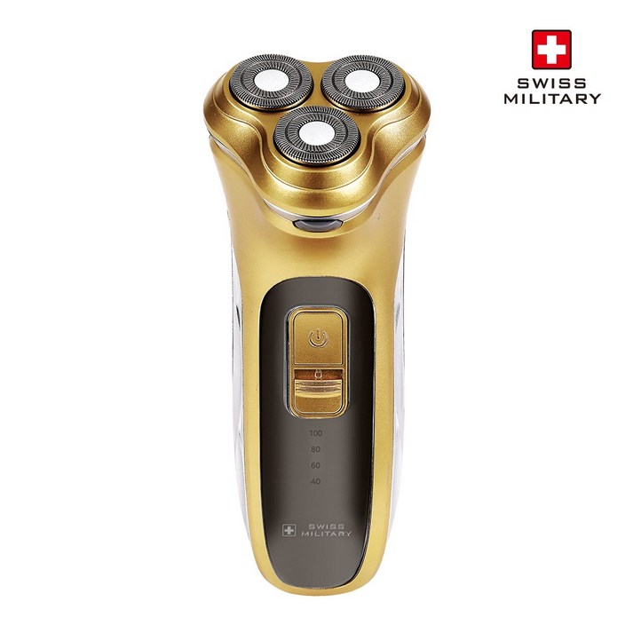 스위스밀리터리 3중날 충전식 골드 전기면도기 SMS W900 A 미라스