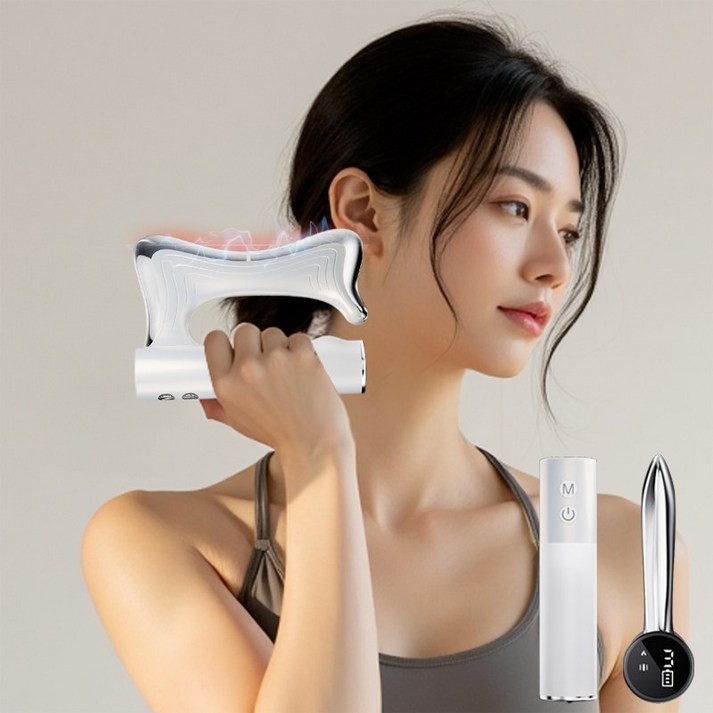 YINUO 근막 괄사 저주파 마사지기 저주파기 고성능 미세전류 바디 라인 관리 M062, 화이트